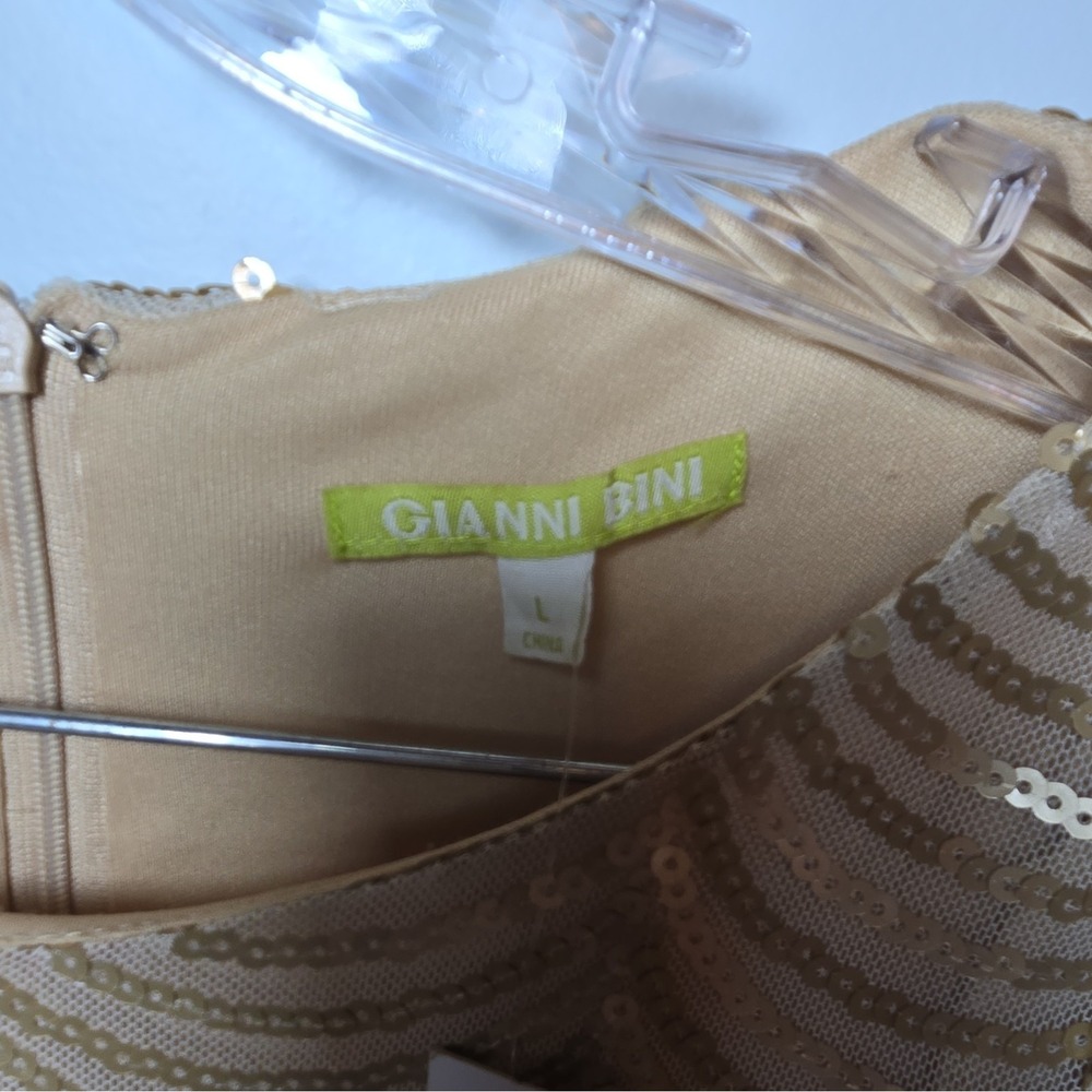 Gianni Bini Gold Sequin Wave-Pattern Mini Dress - Picture 2 of 8